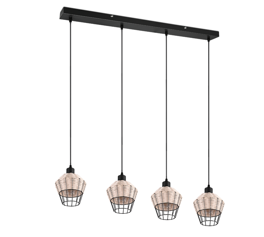 Lámpara de techo colgante Trio Borka 4 luces natural 150cm R31264036