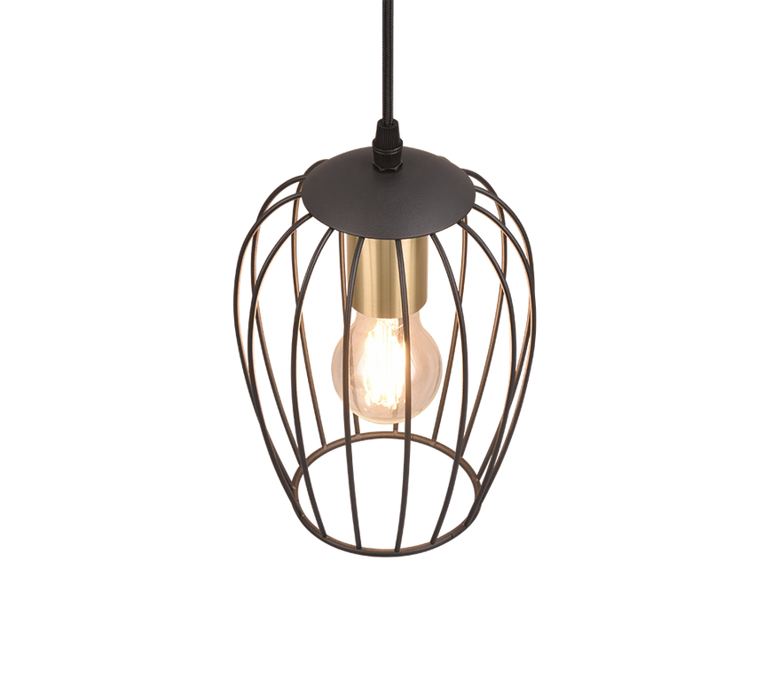 Trio Grid Lámpara colgante metal estera negra R31371032