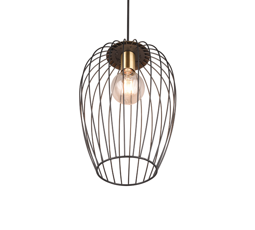 Trio Grid Lámpara colgante metal estera negra R31371932