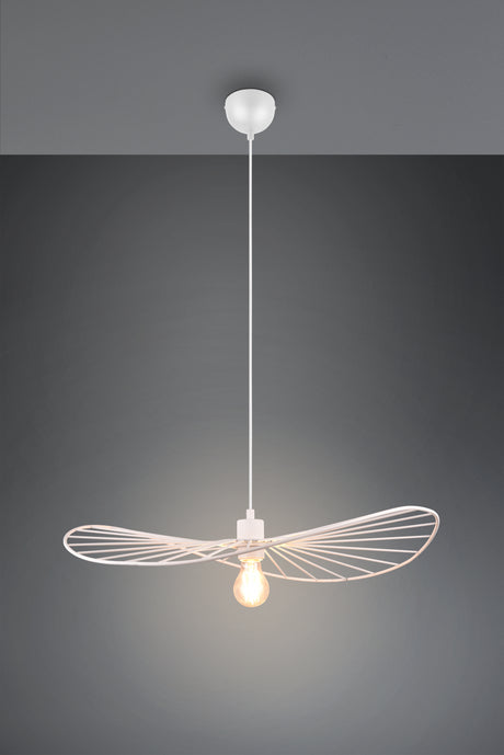 Lámpara de techo colgante Trio Chapeau LED blanco mate 2700K 150cm R31451031
