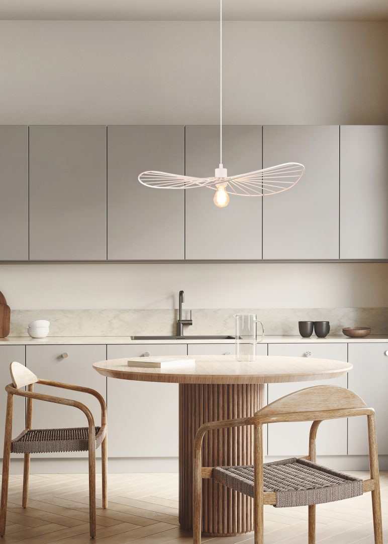 Lámpara de techo colgante Trio Chapeau LED blanco mate 2700K 150cm R31451031