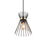 Lámpara de techo colgante Trio Rod LED negro y dorado 2700K 150cm R31531080