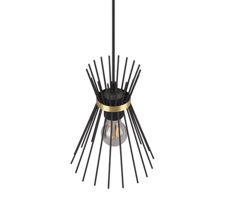 Lámpara de techo colgante Trio Rod LED negro y dorado 2700K 150cm R31531080