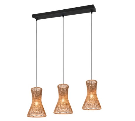 Lámpara de techo colgante Trio Bijou 3 luces negro mate 150cm R31833026