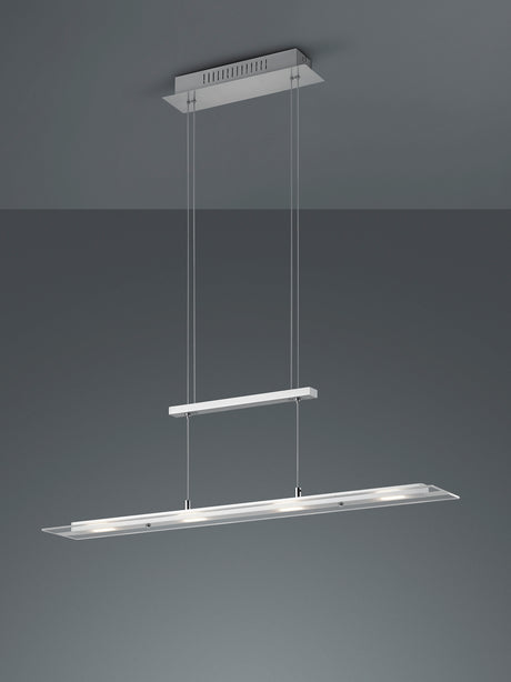 Lámpara de techo colgante Trio Milos LED níquel mate 3000K 170cm R32004107