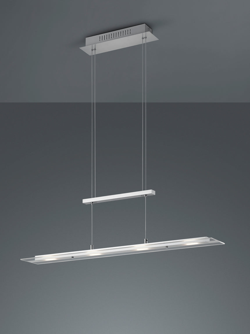 Lámpara de techo colgante Trio Milos LED níquel mate 3000K 170cm R32004107