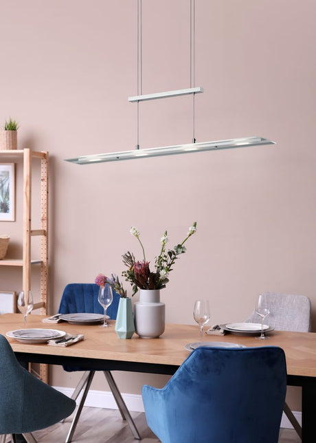 Lámpara de techo colgante Trio Milos LED níquel mate 3000K 170cm R32004107