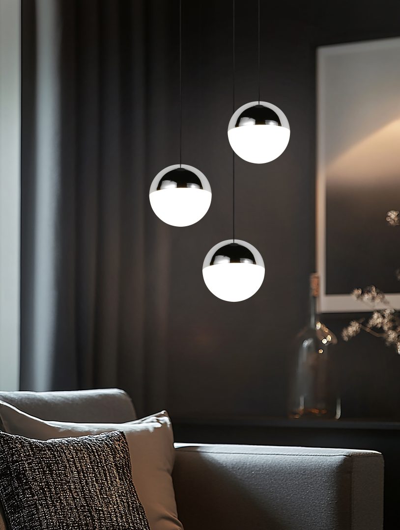 Lámpara de techo colgante Trio Senta LED cromo 4000K 150cm R33553306