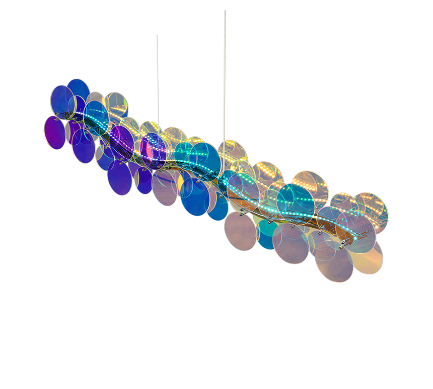 Lámpara de techo colgante Trio Pulse LED transparent iridescent 4000K 150cm R336