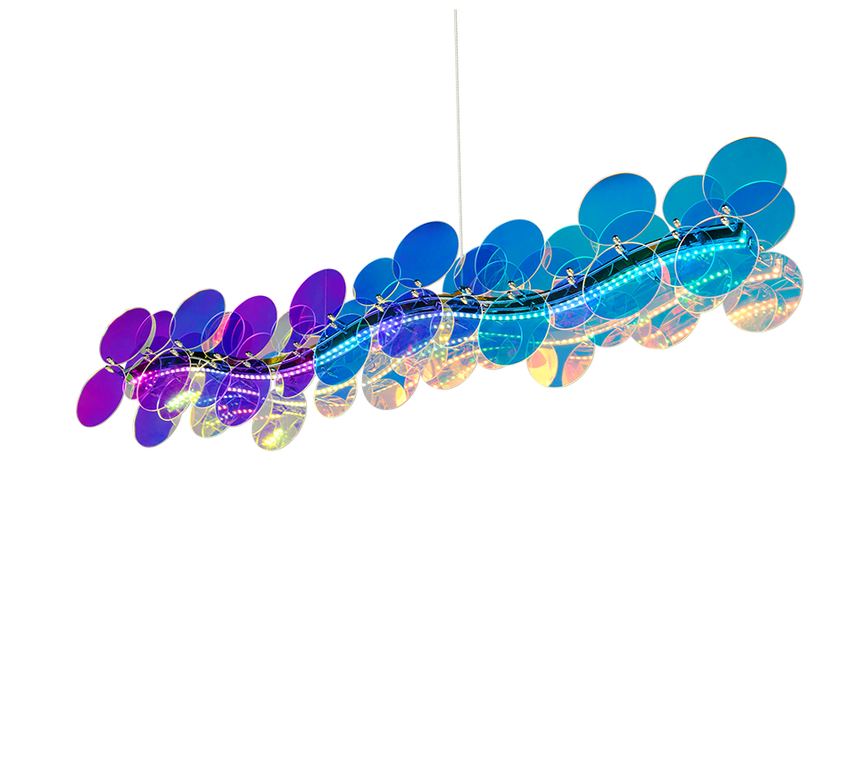 Lámpara de techo colgante Trio Pulse LED transparent iridescent 4000K 150cm R336