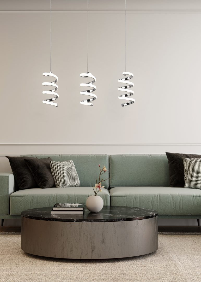 Lámpara de techo colgante Trio Laola LED cromo 4000K 150cm R34183106