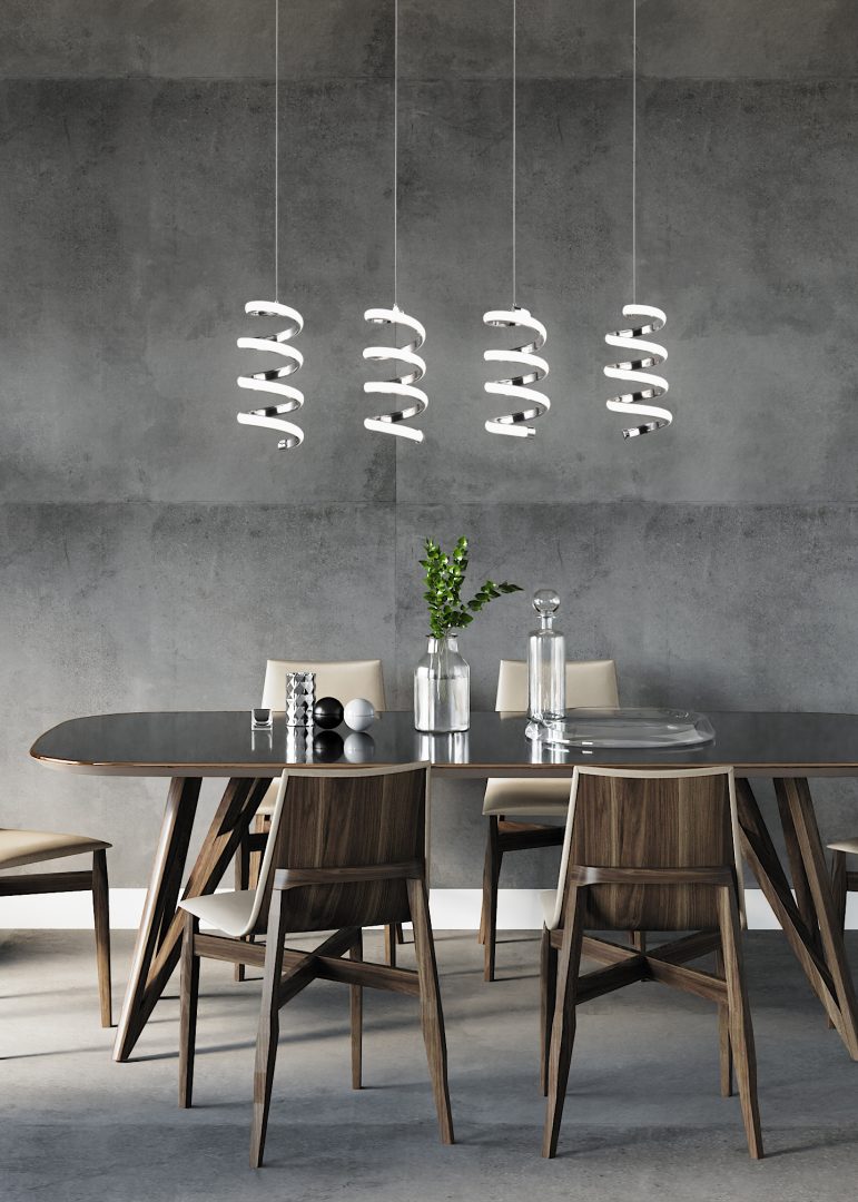 Lámpara de techo colgante Trio Laola LED cromo 4000K 150cm R34184106