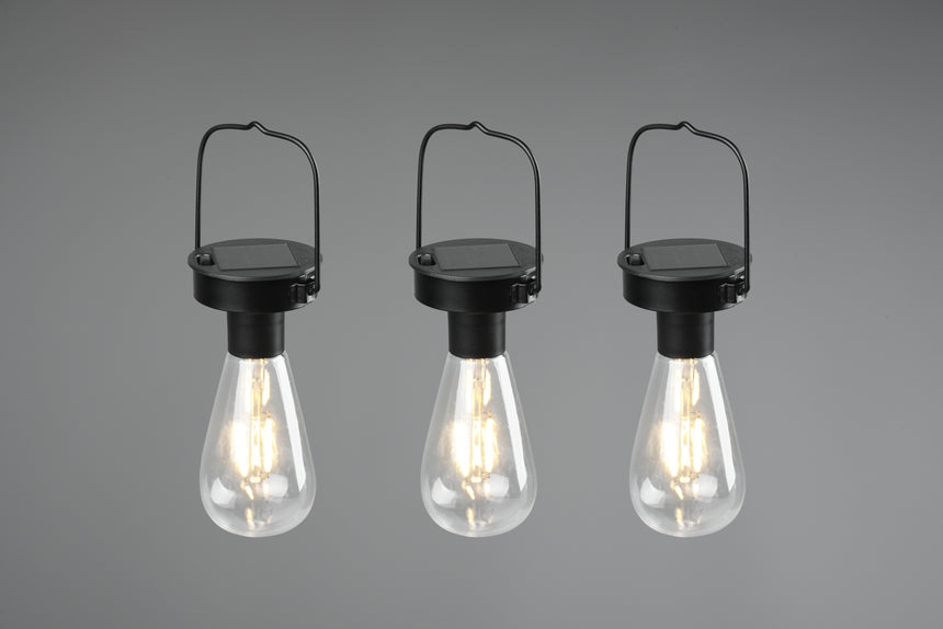Lámpara colgante de exterior Trio Campus LED negro mate solar IP44 23,5cm R35146