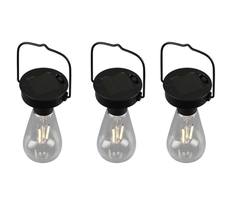 Lámpara colgante de exterior Trio Campus LED negro mate solar IP44 23,5cm R35146
