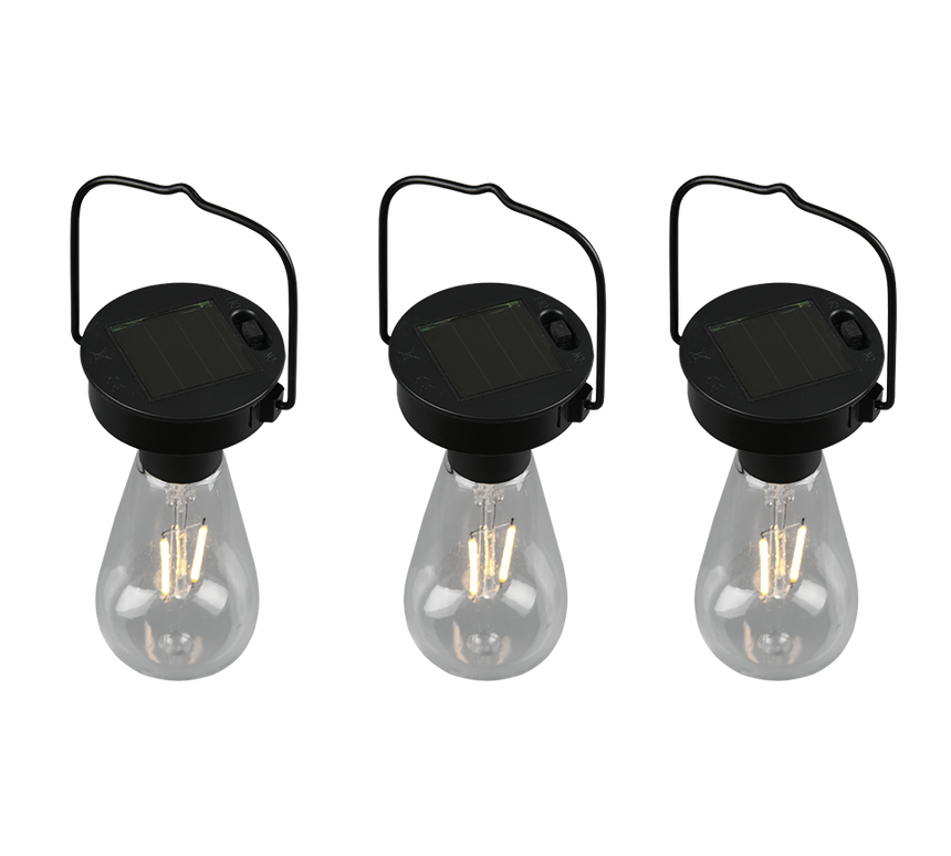 Lámpara colgante de exterior Trio Campus LED negro mate solar IP44 23,5cm R35146