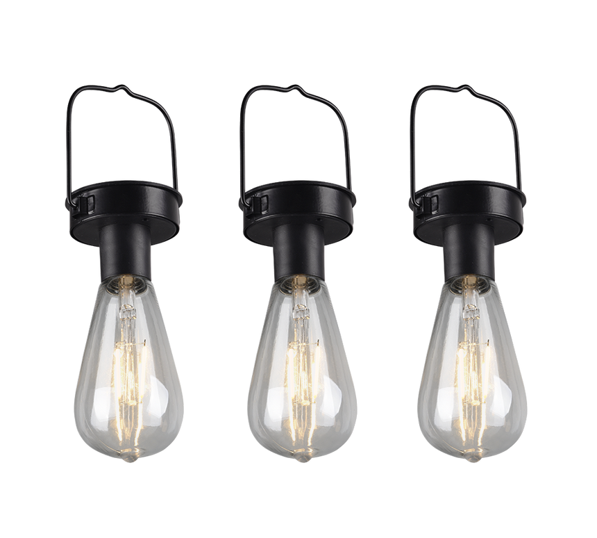 Lámpara colgante de exterior Trio Campus LED negro mate solar IP44 23,5cm R35146