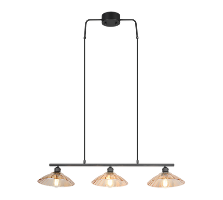 Lámpara de techo colgante Trio Eluna LED negro mate 2700K 150cm R36523032