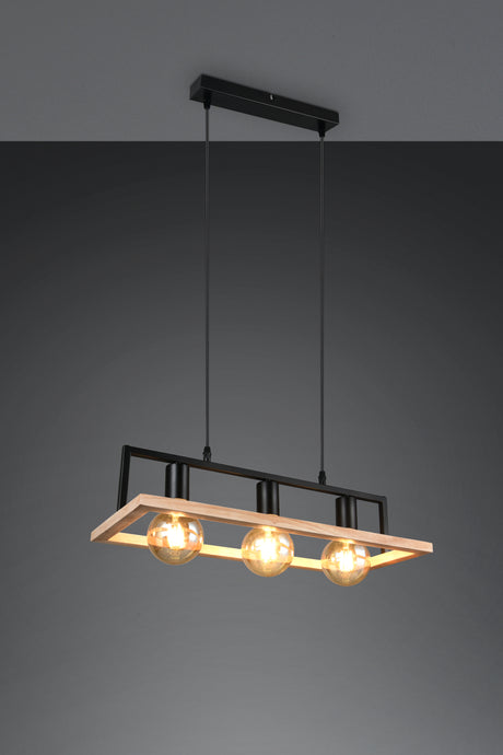 Lámpara de techo colgante Trio Bano LED negro mate 2700K 150cm R36693032