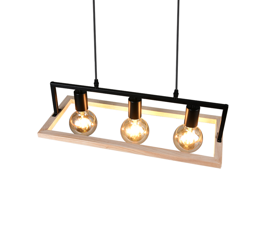Lámpara de techo colgante Trio Bano LED negro mate 2700K 150cm R36693032