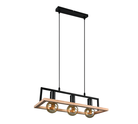 Lámpara de techo colgante Trio Bano LED negro mate 2700K 150cm R36693032