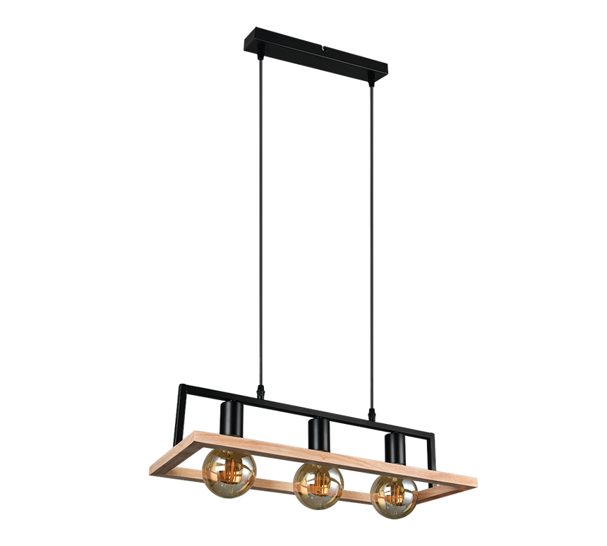 Lámpara de techo colgante Trio Bano LED negro mate 2700K 150cm R36693032