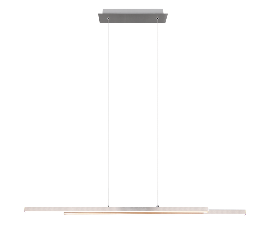 Lámpara de techo colgante Trio Odio LED níquel mate 3000K 150cm R37882107