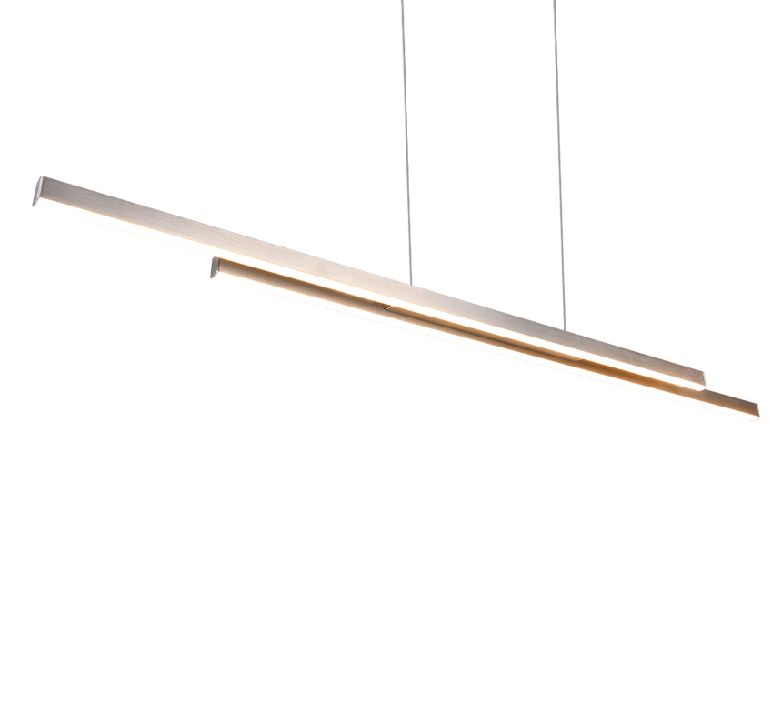 Lámpara de techo colgante Trio Odio LED níquel mate 3000K 150cm R37882107