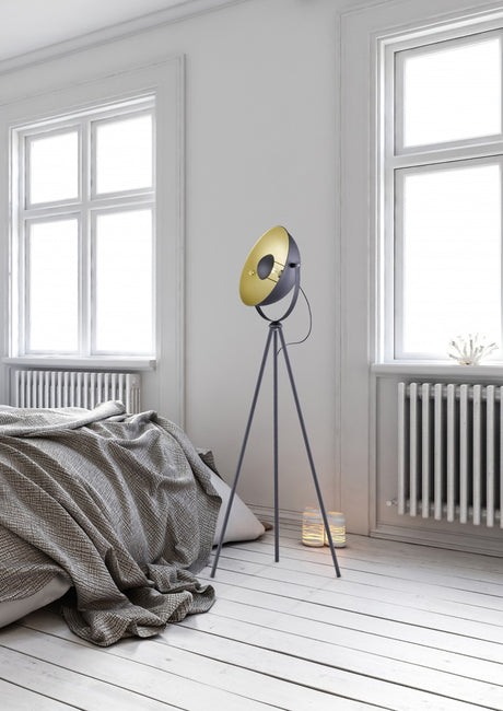 Lámpara de pie Trio Chewy LED negro y dorado 2700K 160cm R40181032