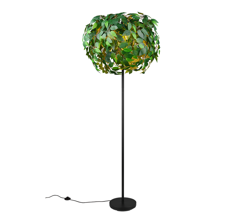 Lámpara de pie Trio Leavy 3 luces negro mate y verde 180cm R40463015
