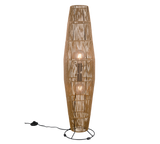 Lámpara de pie Trio Miki 2 luces marrón con pantalla 103cm R41102026