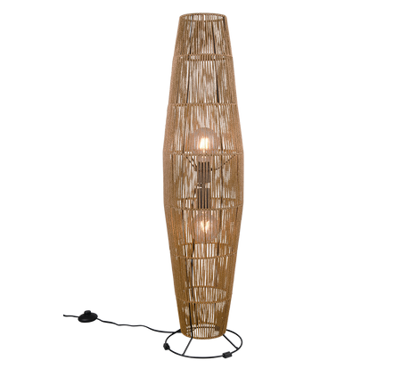 Lámpara de pie Trio Miki 2 luces marrón con pantalla 103cm R41102026