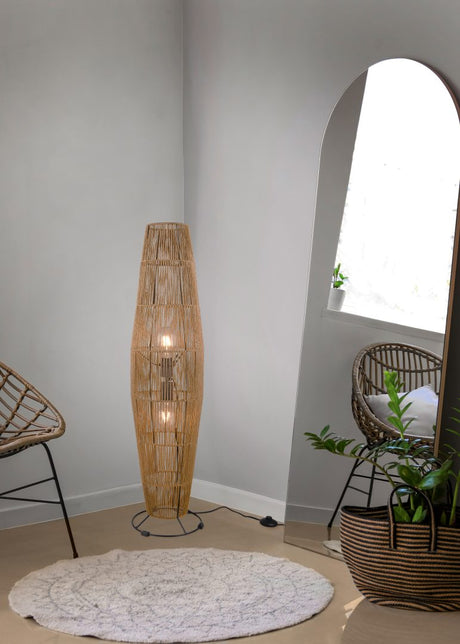 Lámpara de pie Trio Miki 2 luces marrón con pantalla 103cm R41102026 - vista 3