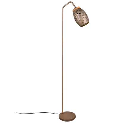 Lámpara de pie Trio Bidar LED marrón café 2700K 147cm R41571065