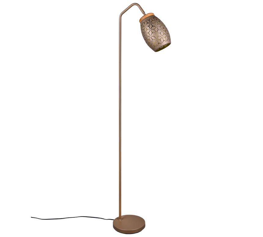 Lámpara de pie Trio Bidar LED marrón café 2700K 147cm R41571065