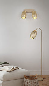 Lámpara de pie Trio Bidar LED marrón café 2700K 147cm R41571065