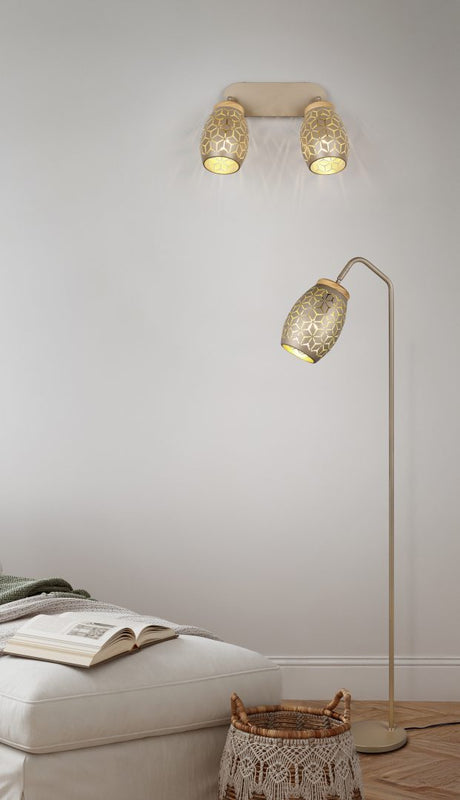 Lámpara de pie Trio Bidar LED marrón café 2700K 147cm R41571065
