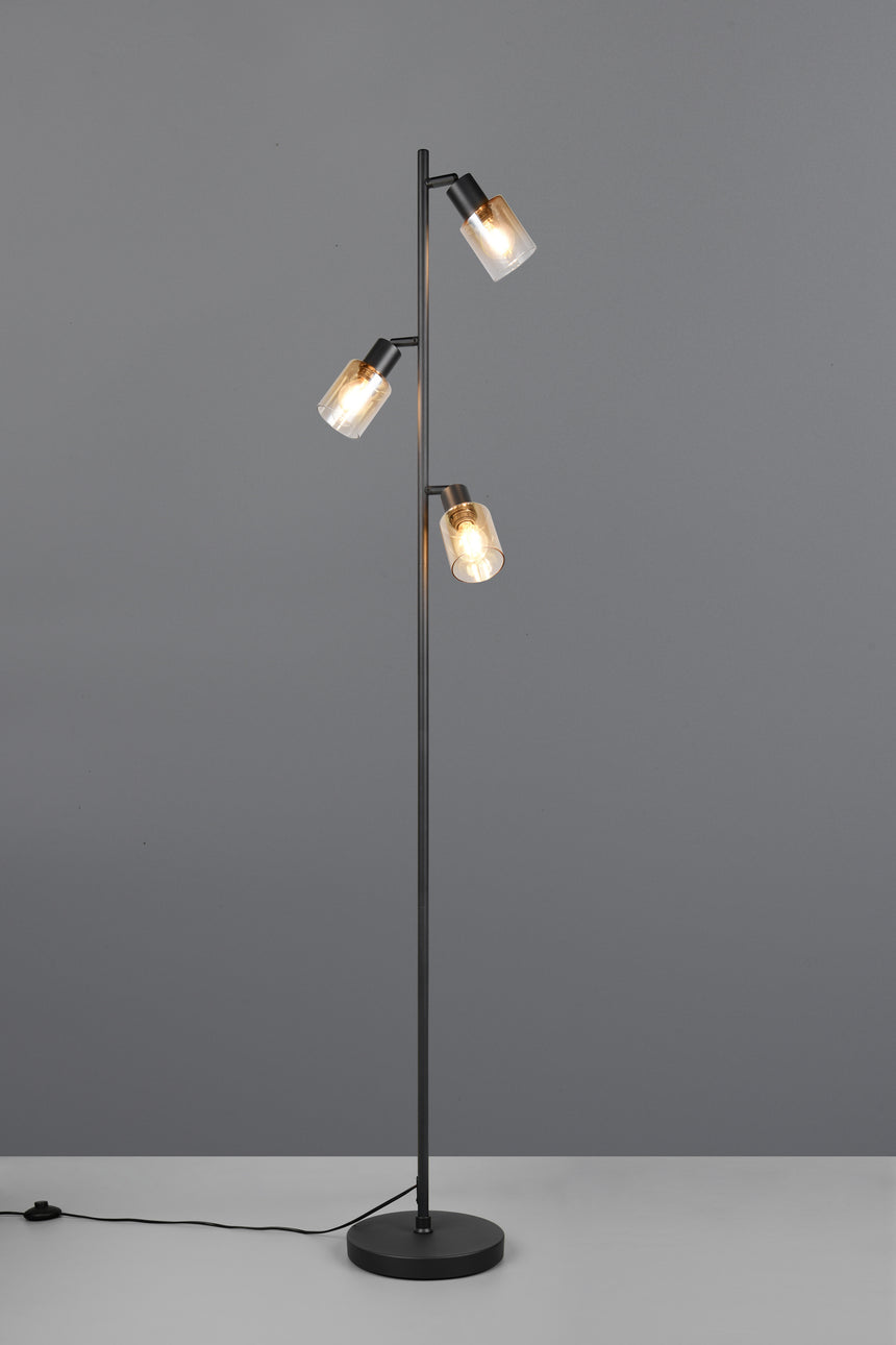 Lámpara de pie Trio Cadiz LED negro mate 2700K 154cm R41783032
