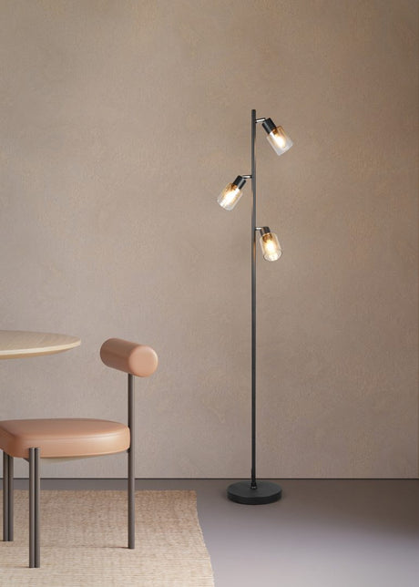 Lámpara de pie Trio Cadiz LED negro mate 2700K 154cm R41783032