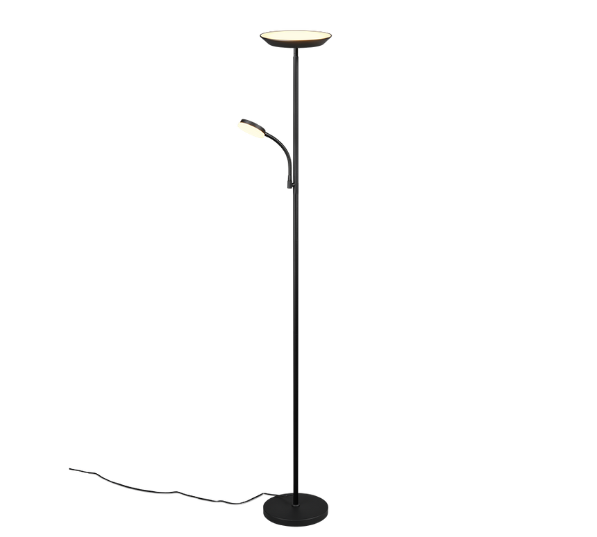 Lámpara de pie Specter Trio negro regulable con lector 47842132