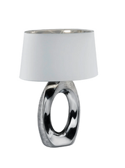 Lámpara de sobremesa grande Trio Taba cerámica plata 52cm R50521089