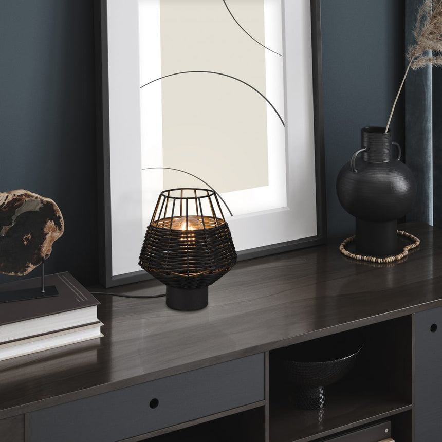 Trio Borka Sobremesa malla de rattan negro R51261002