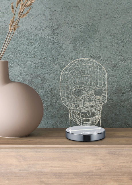 Lámpara de sobremesa Trio Skull LED cromo regulable R52461106