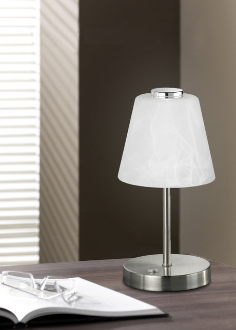 Lámpara de sobremesa Trio Emmy LED níquel mate táctil 3000K R52541907