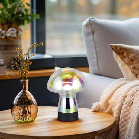 Lámpara de sobremesa Trio Dooley LED transparent iridescent táctil 3000K R549811