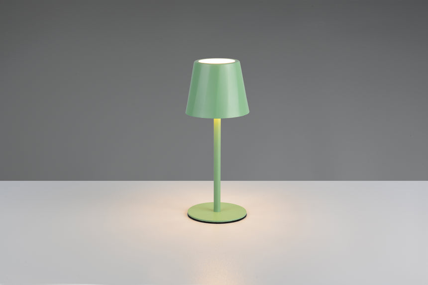 Lámpara de sobremesa Trio Diaz LED pistaziengrün táctil CCT IP44 R55961149