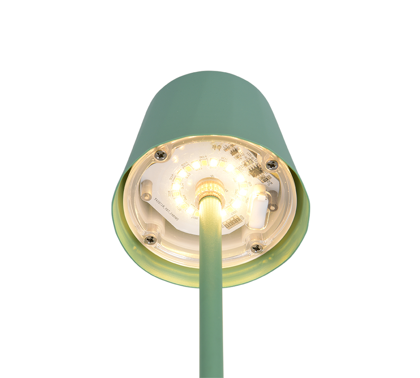 Lámpara de sobremesa Trio Diaz LED pistaziengrün táctil CCT IP44 R55961149