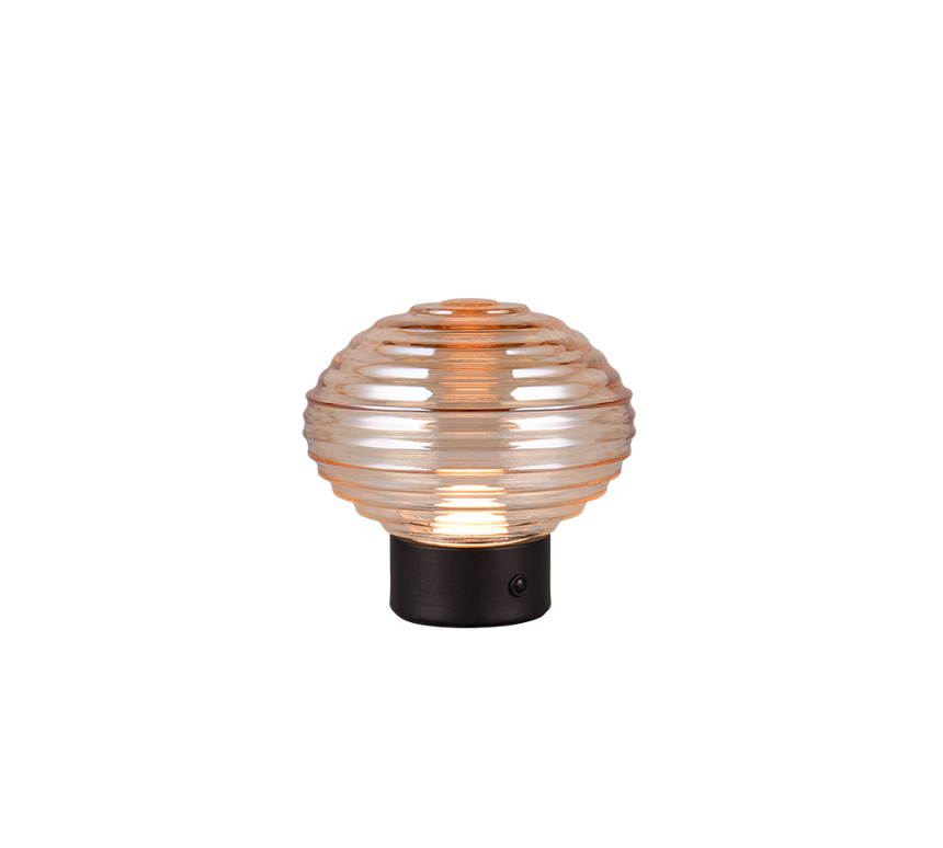 Lámpara de sobremesa Trio Earl LED táctil recargable negro mate y cristal ámbar — ref. R57771113 (2)