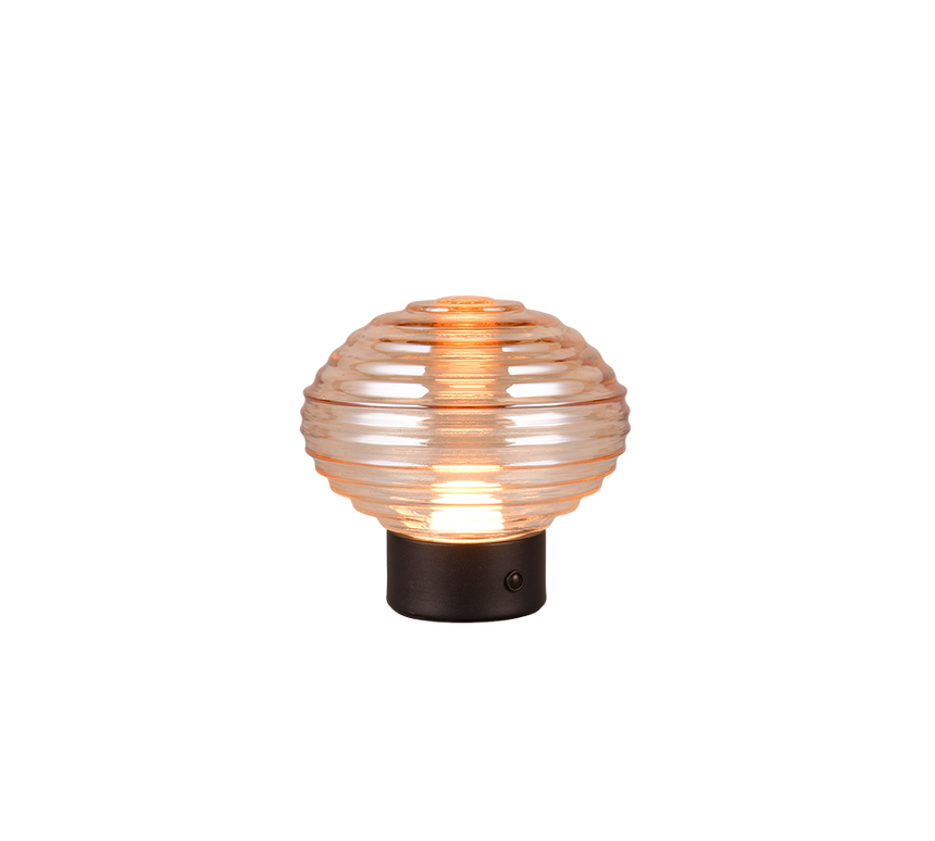 Lámpara de sobremesa Trio Earl LED táctil recargable negro mate y cristal ámbar — ref. R57771113 (1)
