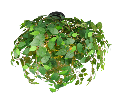 Plafón de techo Trio Leavy 3 luces negro mate y verde Ø70cm R60463015