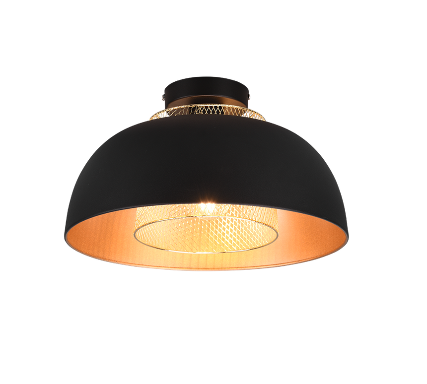 Plafón de techo Trio Punch negro mate Ø35cm R60811032
